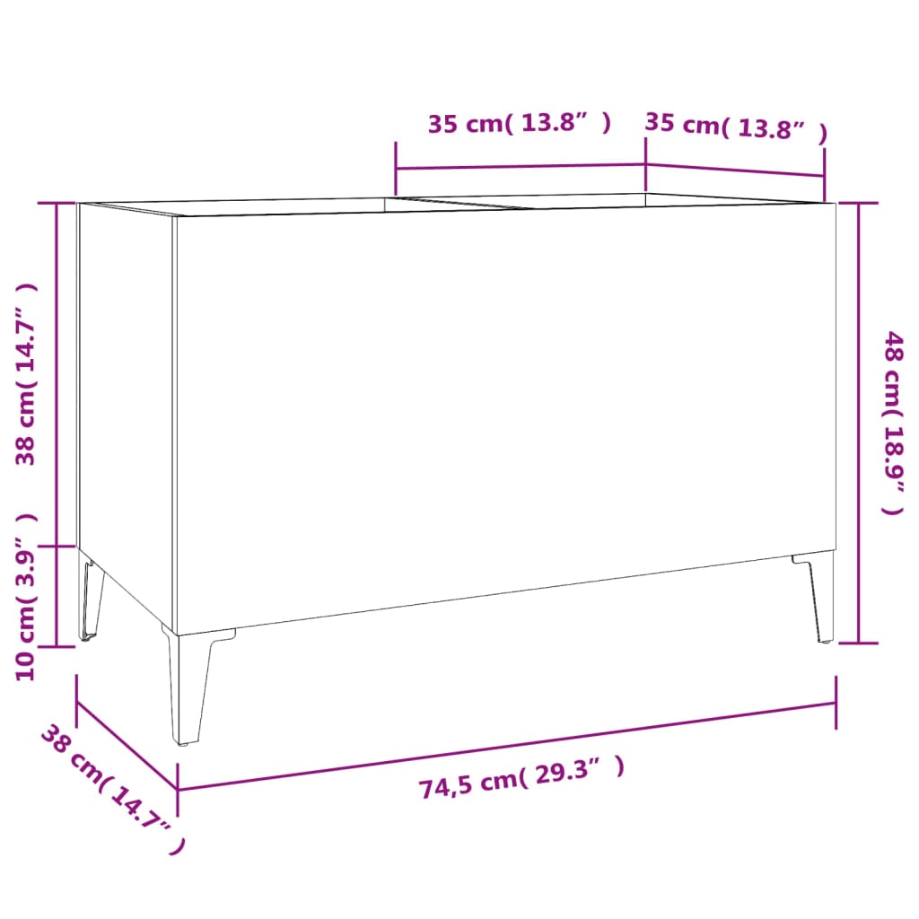 Armário p/ discos 74,5x38x48 cm deriv. madeira branco brilhante