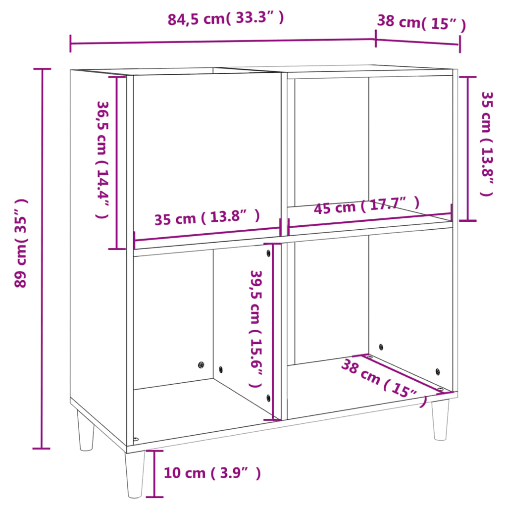 Armário p/ discos 84,5x38x89 cm derivados madeira cinza-cimento