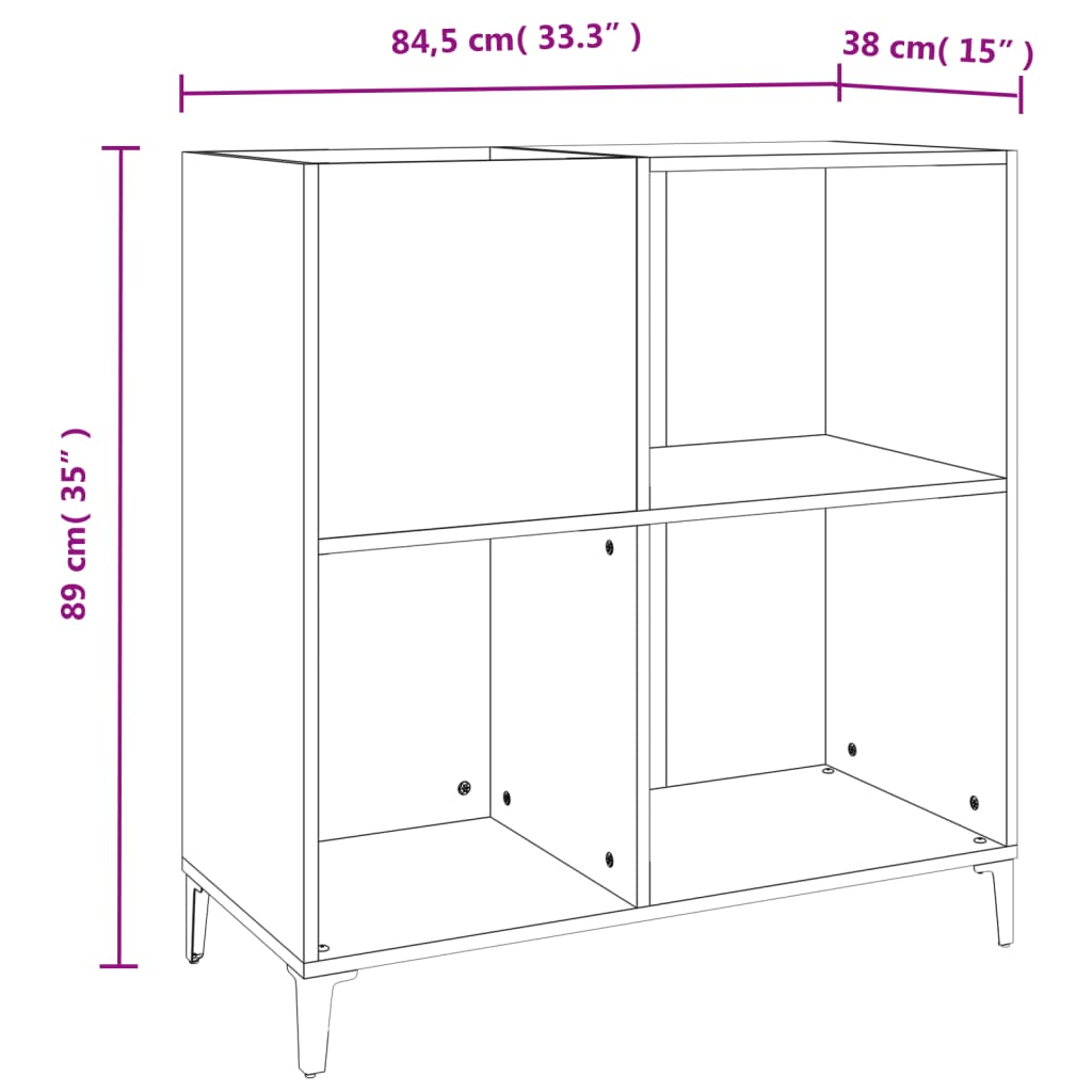 Armário para discos 84,5x38x89 cm derivados de madeira branco