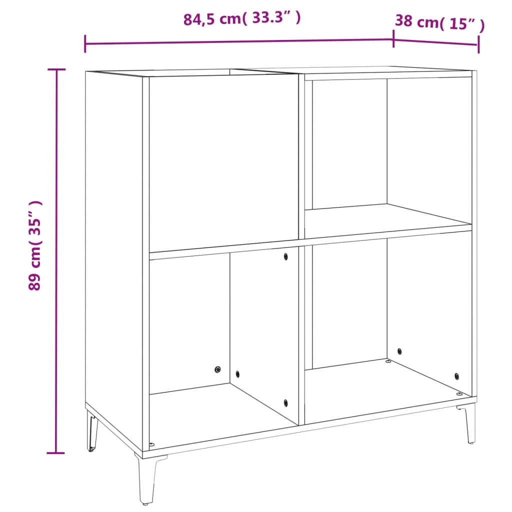 Armário p/ discos 84,5x38x89 cm derivados madeira cinza sonoma