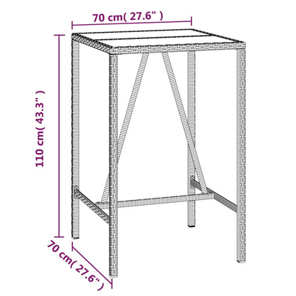 5 pcs conjunto de bar p/ jardim vime PE/acácia maciça preto