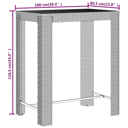 5 pcs conjunto de bar p/ jardim vime PE/acácia maciça preto