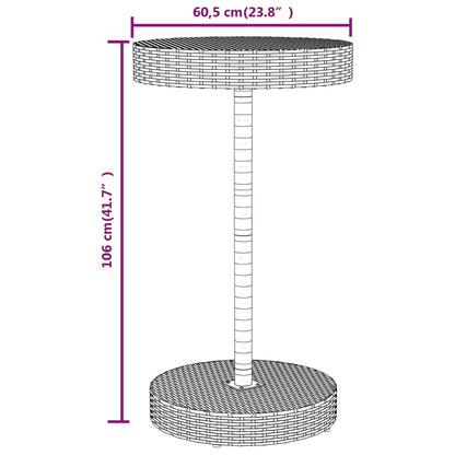 3 pcs conjunto de bar p/ jardim vime PE/acácia maciça cinzento