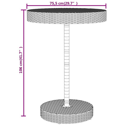 5 pcs conjunto de bar p/ jardim vime PE/acácia maciça preto