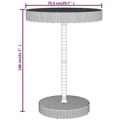 5 pcs conjunto de bar p/ jardim vime PE/acácia maciça cinzento