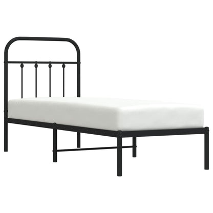 Estrutura de cama com cabeceira 75x190 cm metal preto