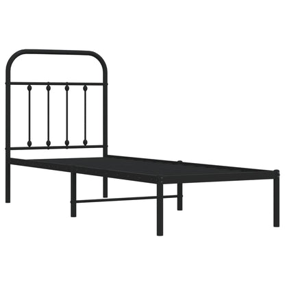 Estrutura de cama com cabeceira 75x190 cm metal preto