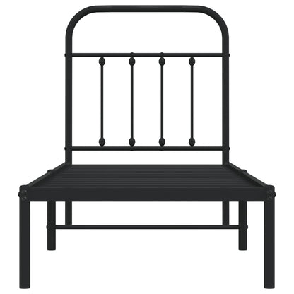 Estrutura de cama com cabeceira 75x190 cm metal preto