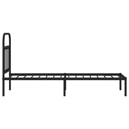 Estrutura de cama com cabeceira 75x190 cm metal preto