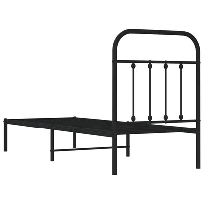 Estrutura de cama com cabeceira 75x190 cm metal preto