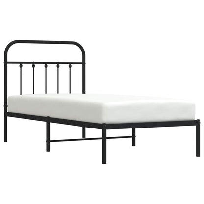 Estrutura de cama com cabeceira 80x200 cm metal preto