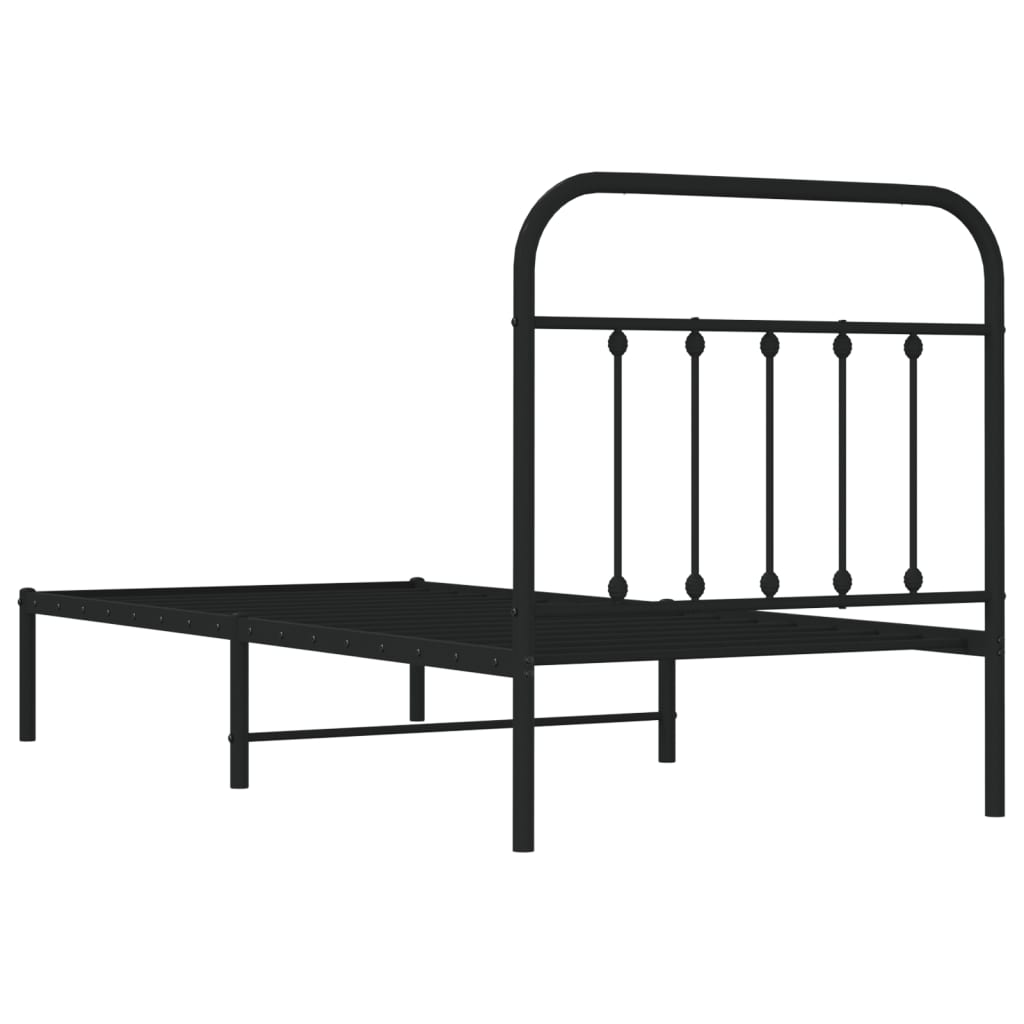 Estrutura de cama com cabeceira 80x200 cm metal preto