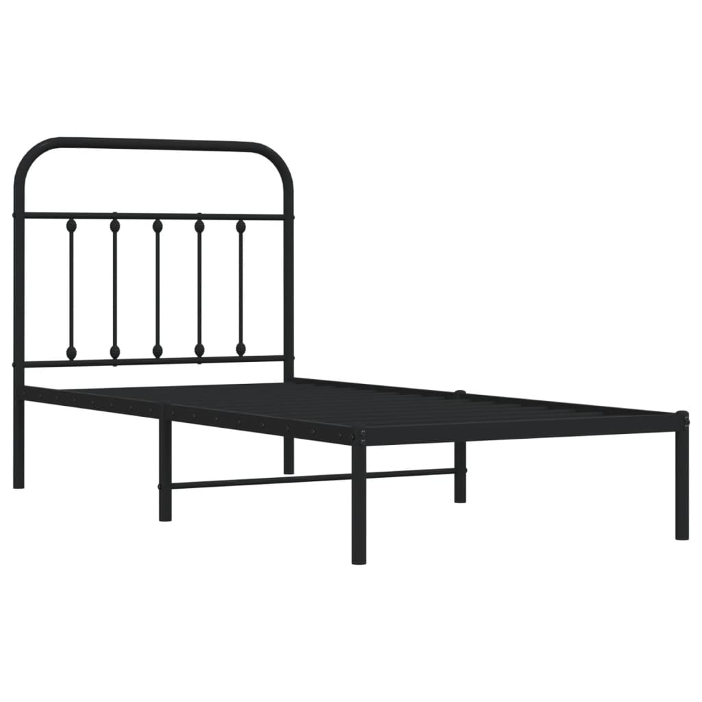 Estrutura de cama com cabeceira 90x190 cm metal preto