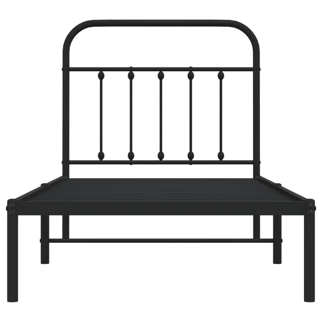 Estrutura de cama com cabeceira 90x190 cm metal preto