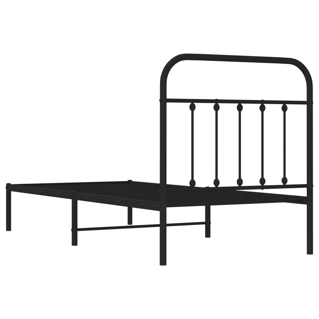 Estrutura de cama com cabeceira 90x190 cm metal preto