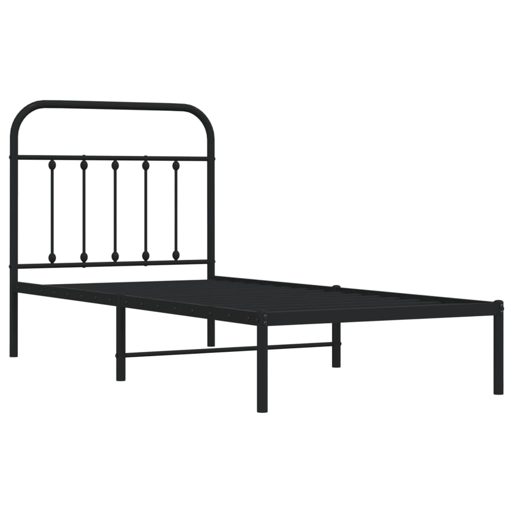 Estrutura de cama com cabeceira 90x200 cm metal preto