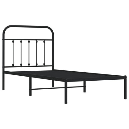 Estrutura de cama com cabeceira 90x200 cm metal preto