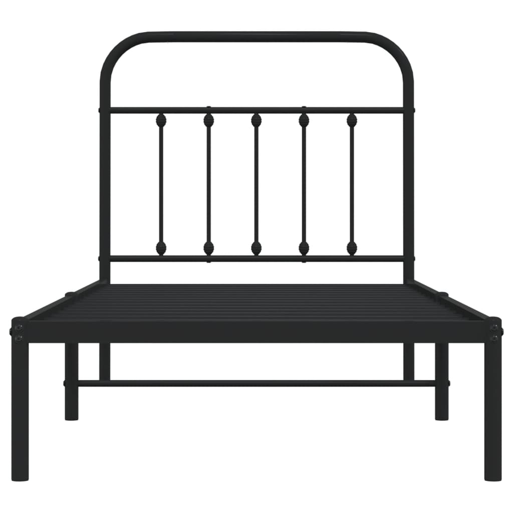 Estrutura de cama com cabeceira 90x200 cm metal preto