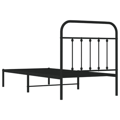 Estrutura de cama com cabeceira 90x200 cm metal preto