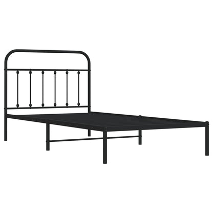 Estrutura de cama com cabeceira 100x200 cm metal preto