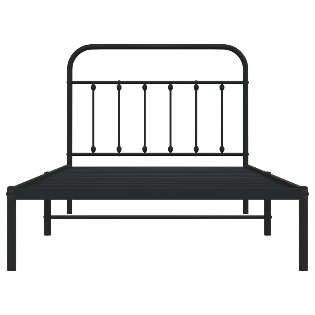 Estrutura de cama com cabeceira 100x200 cm metal preto