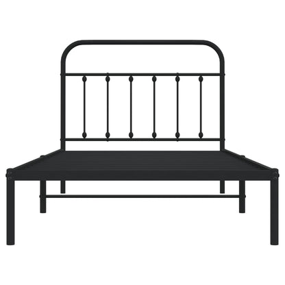 Estrutura de cama com cabeceira 100x200 cm metal preto