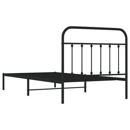 Estrutura de cama com cabeceira 100x200 cm metal preto