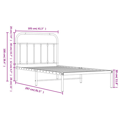 Estrutura de cama com cabeceira 100x200 cm metal preto