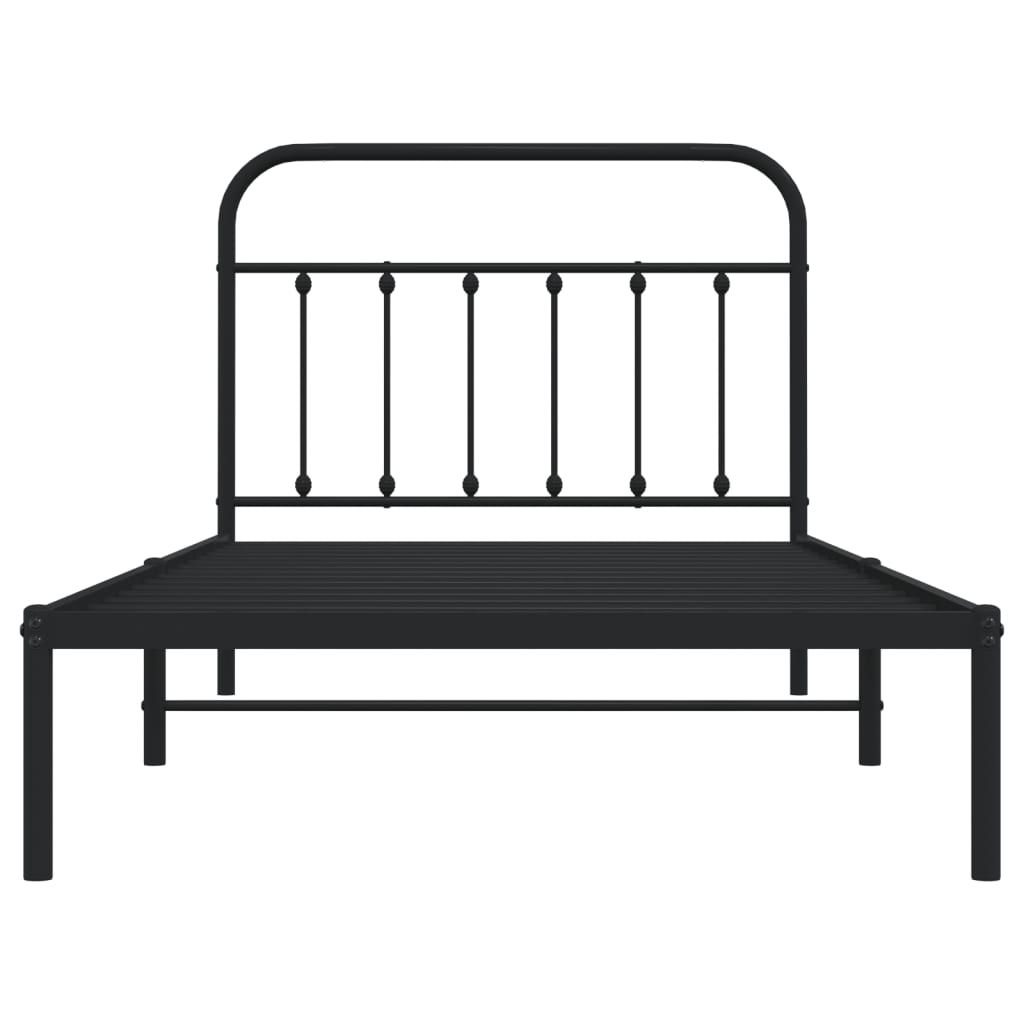 Estrutura de cama com cabeceira 107x203 cm metal preto