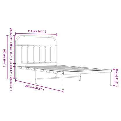 Estrutura de cama com cabeceira 107x203 cm metal preto