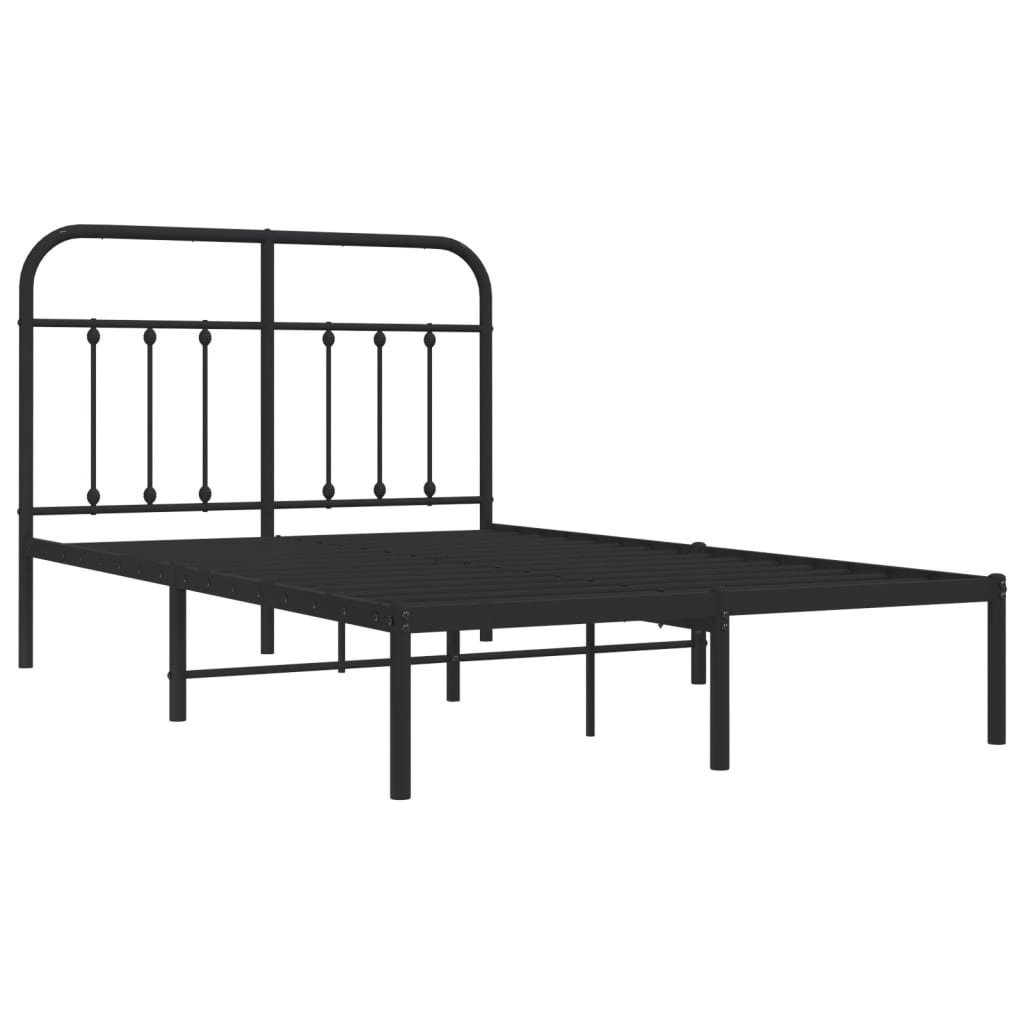 Estrutura de cama com cabeceira 120x190 cm metal preto