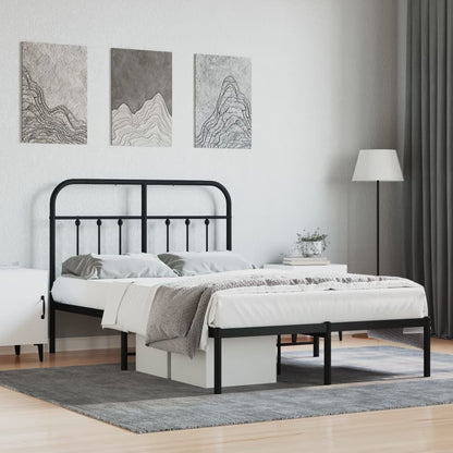 Estrutura de cama com cabeceira 120x190 cm metal preto