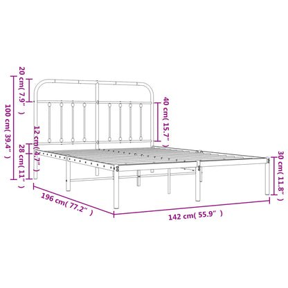 Estrutura de cama com cabeceira 135x190 cm metal preto