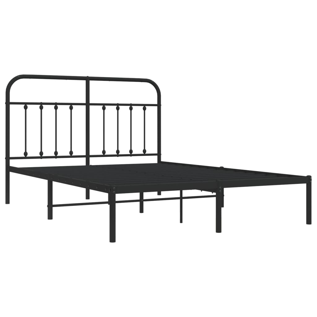 Estrutura de cama com cabeceira 140x200 cm metal preto