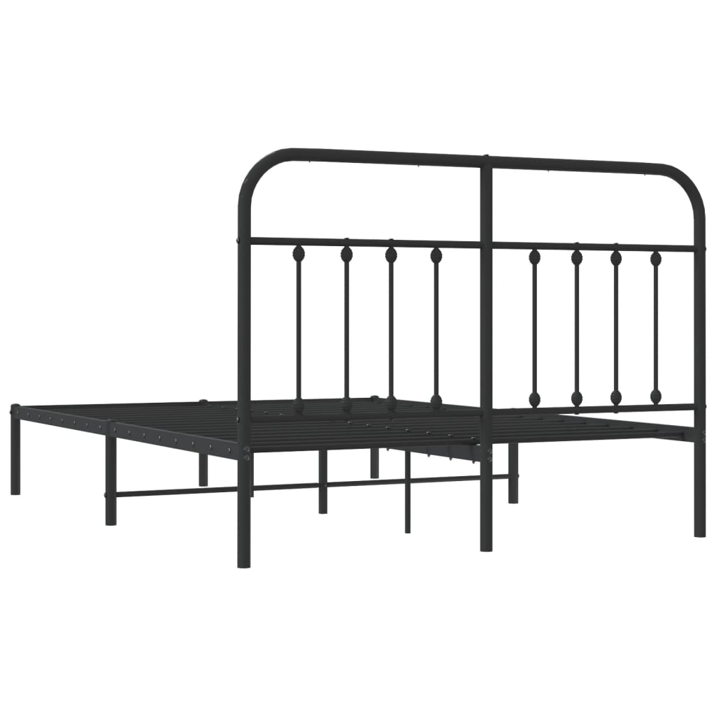 Estrutura de cama com cabeceira 140x200 cm metal preto