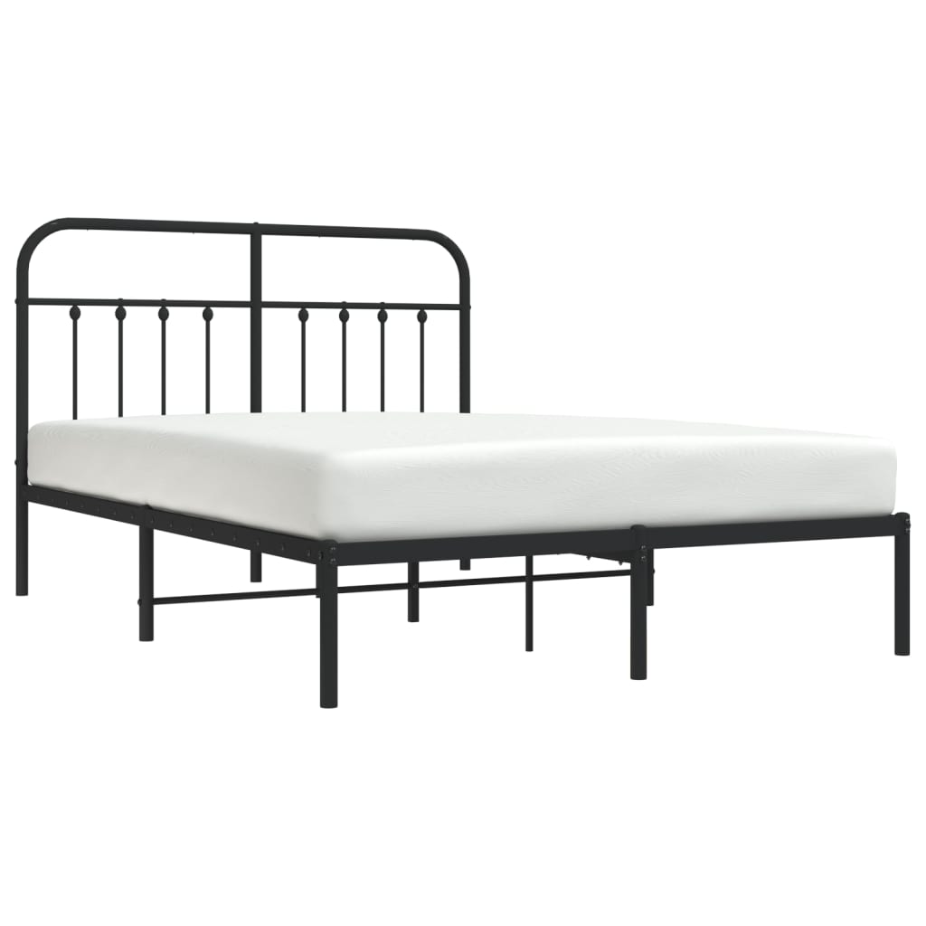 Estrutura de cama em metal com cabeceira 150x200 cm preto