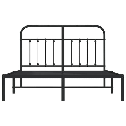 Estrutura de cama em metal com cabeceira 150x200 cm preto