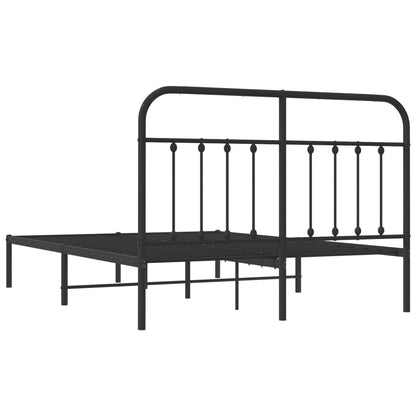 Estrutura de cama em metal com cabeceira 150x200 cm preto