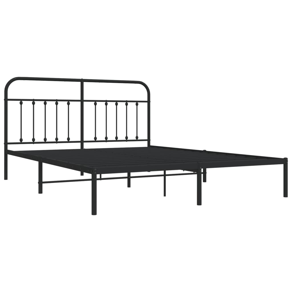 Estrutura de cama com cabeceira 160x200 cm metal preto