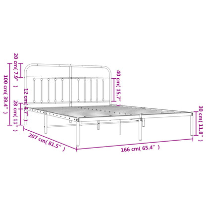 Estrutura de cama com cabeceira 160x200 cm metal preto