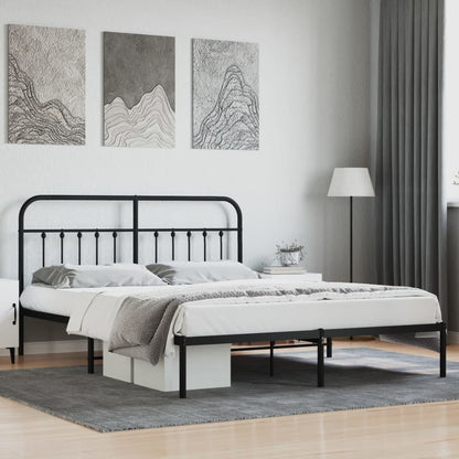 Estrutura de cama com cabeceira 160x200 cm metal preto