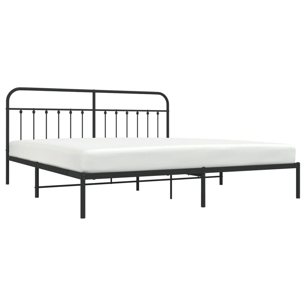 Estrutura de cama com cabeceira 200x200 cm metal preto