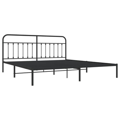 Estrutura de cama com cabeceira 200x200 cm metal preto