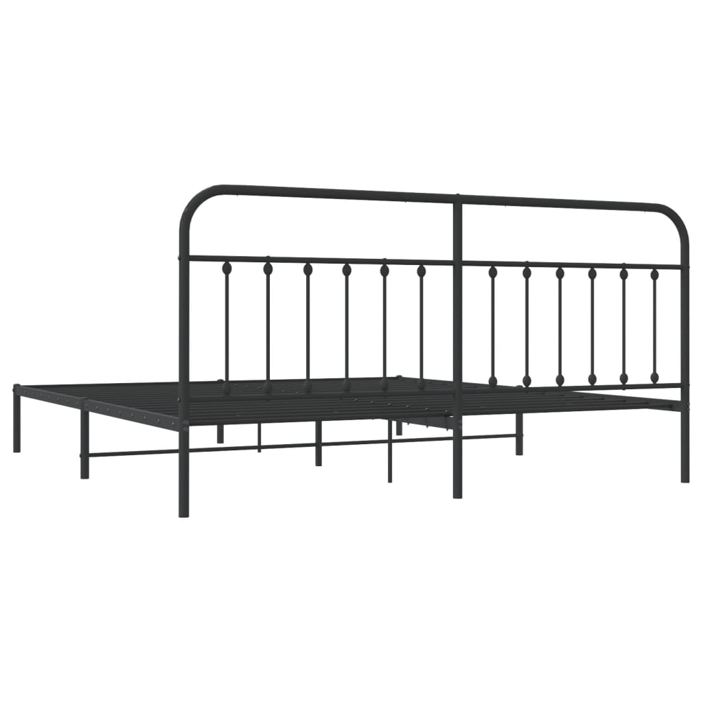 Estrutura de cama com cabeceira 200x200 cm metal preto