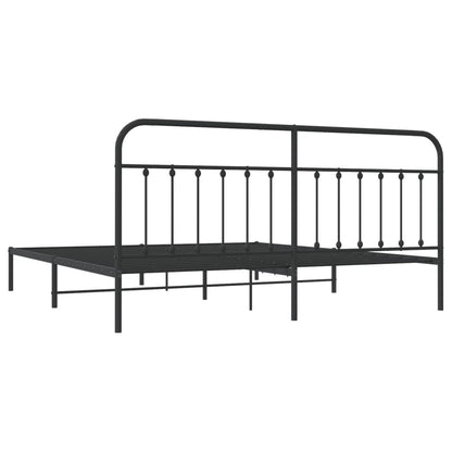 Estrutura de cama com cabeceira 200x200 cm metal preto