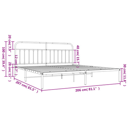 Estrutura de cama com cabeceira 200x200 cm metal preto