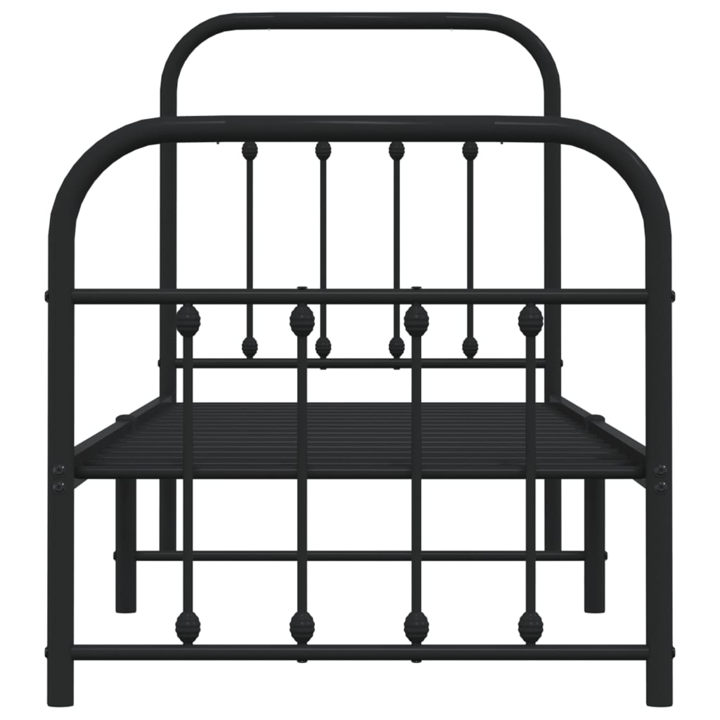 Estrutura de cama com cabeceira e pés 75x190 cm metal preto