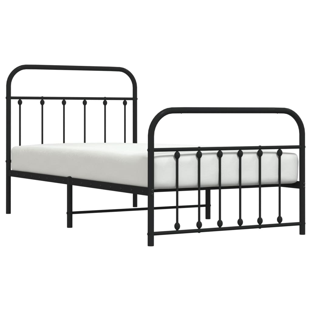 Estrutura de cama com cabeceira e pés 100x190 cm metal preto