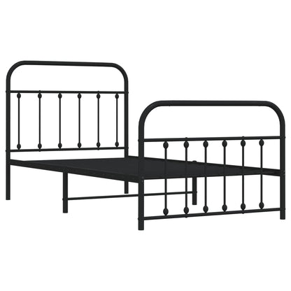 Estrutura de cama com cabeceira e pés 100x190 cm metal preto