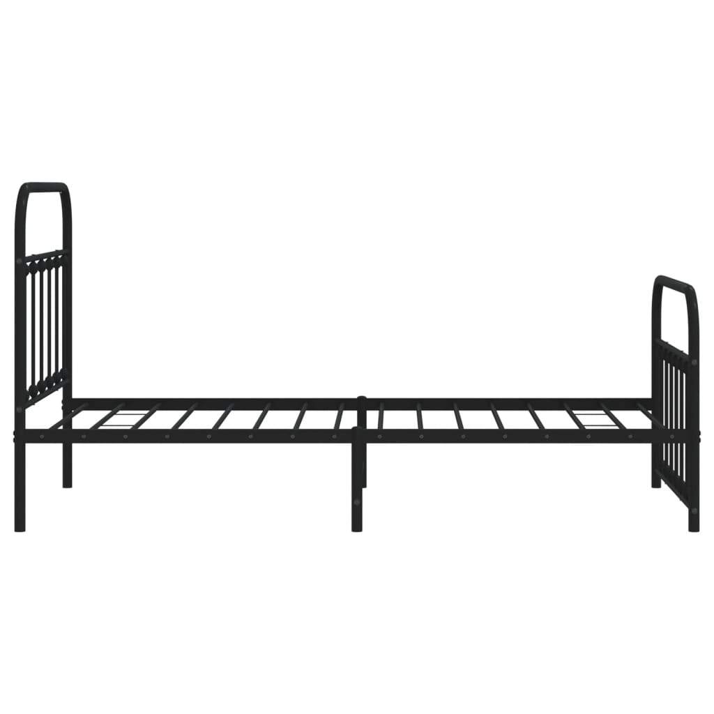 Estrutura de cama com cabeceira e pés 100x190 cm metal preto